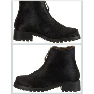 Diavolezza Women's Boots Shearling Black Ankle Boots Fur Zip Front Winter Shoes